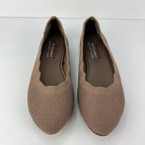 EUC Skechers Cleo 2.0 Love Spell Mocha scalloped Washable Knit Women's Flats 7.5